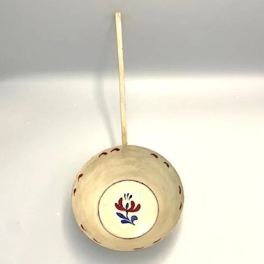 Vintage Hand Painted Dipper Ladle Floral Farmhouse Cottage Decor Signed J Lovell